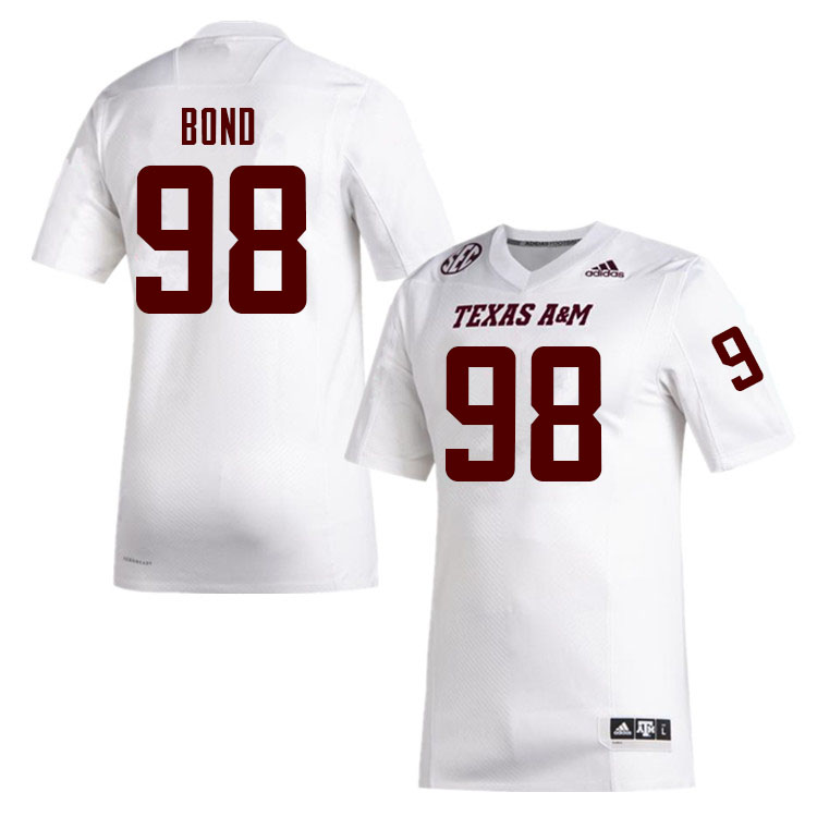Men #98 Randy Bond Texas A&M Aggies College Football Jerseys Sale-White